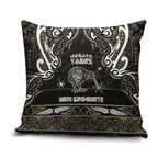 Waikato Tainui Aotearoa Meri Kirihimete Pillow Cover Maori Kiwi Bird Silver Fern Koru Pattern
