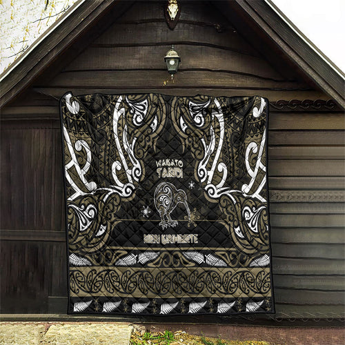 Waikato Tainui Aotearoa Meri Kirihimete Quilt Maori Kiwi Bird Silver Fern Koru Pattern