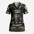 Personalised Waikato Tainui Aotearoa Meri Kirihimete Scrub Top Maori Kiwi Bird Silver Fern Koru Pattern