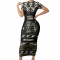Personalised Waikato Tainui Aotearoa Meri Kirihimete Short Sleeve Bodycon Dress Maori Kiwi Bird Silver Fern Koru Pattern