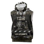 Personalised Waikato Tainui Aotearoa Meri Kirihimete Sleeveless Hoodie Maori Kiwi Bird Silver Fern Koru Pattern