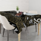 Waikato Tainui Aotearoa Meri Kirihimete Tablecloth Maori Kiwi Bird Silver Fern Koru Pattern