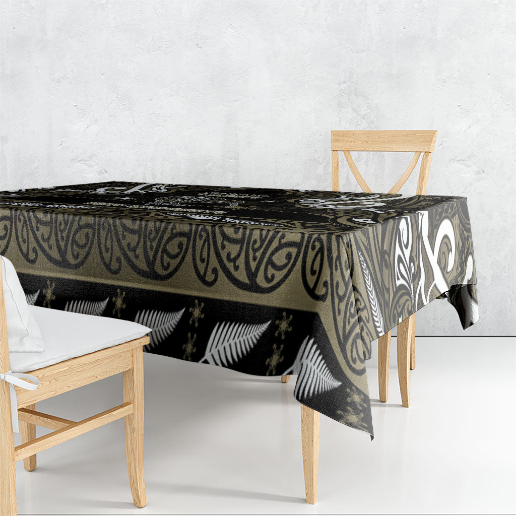 Waikato Tainui Aotearoa Meri Kirihimete Tablecloth Maori Kiwi Bird Silver Fern Koru Pattern