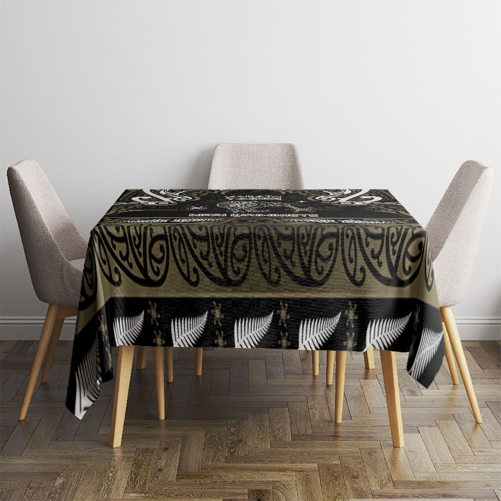 Waikato Tainui Aotearoa Meri Kirihimete Tablecloth Maori Kiwi Bird Silver Fern Koru Pattern