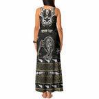 Personalised Waikato Tainui Aotearoa Meri Kirihimete Tank Maxi Dress Maori Kiwi Bird Silver Fern Koru Pattern