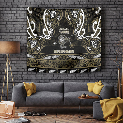 Waikato Tainui Aotearoa Meri Kirihimete Tapestry Maori Kiwi Bird Silver Fern Koru Pattern