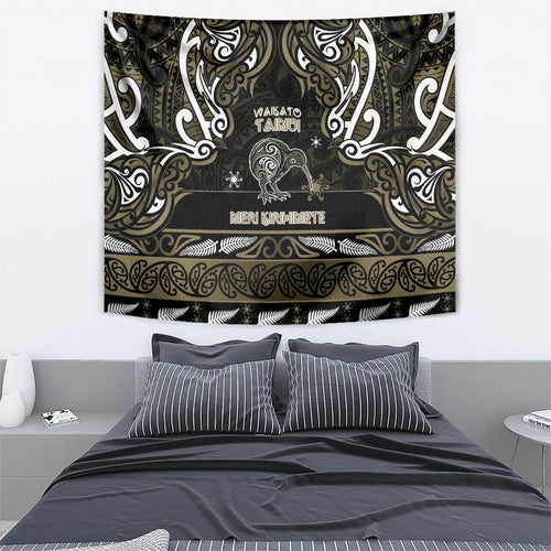 Waikato Tainui Aotearoa Meri Kirihimete Tapestry Maori Kiwi Bird Silver Fern Koru Pattern