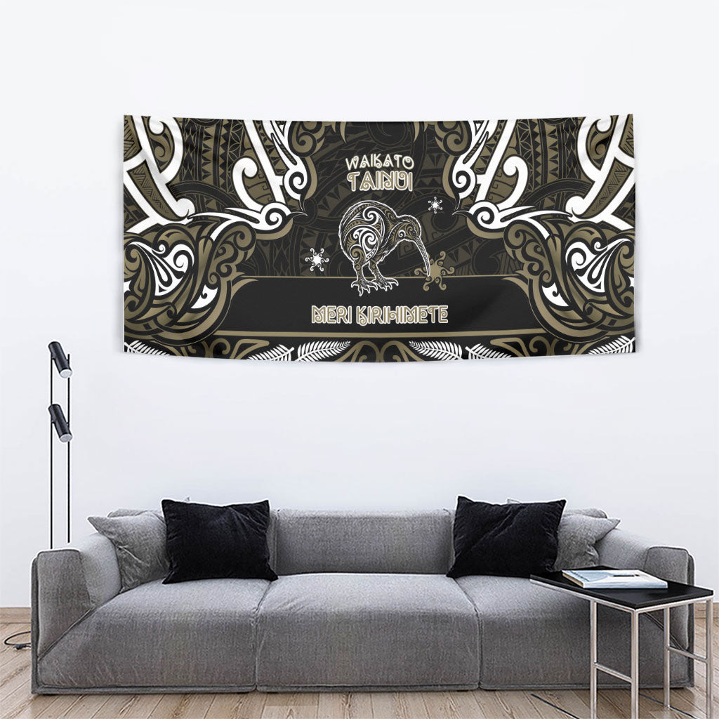 Waikato Tainui Aotearoa Meri Kirihimete Tapestry Maori Kiwi Bird Silver Fern Koru Pattern