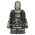 Personalised Waikato Tainui Aotearoa Meri Kirihimete Wearable Blanket Hoodie Maori Kiwi Bird Silver Fern Koru Pattern