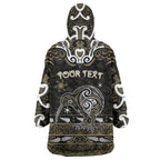 Personalised Waikato Tainui Aotearoa Meri Kirihimete Wearable Blanket Hoodie Maori Kiwi Bird Silver Fern Koru Pattern
