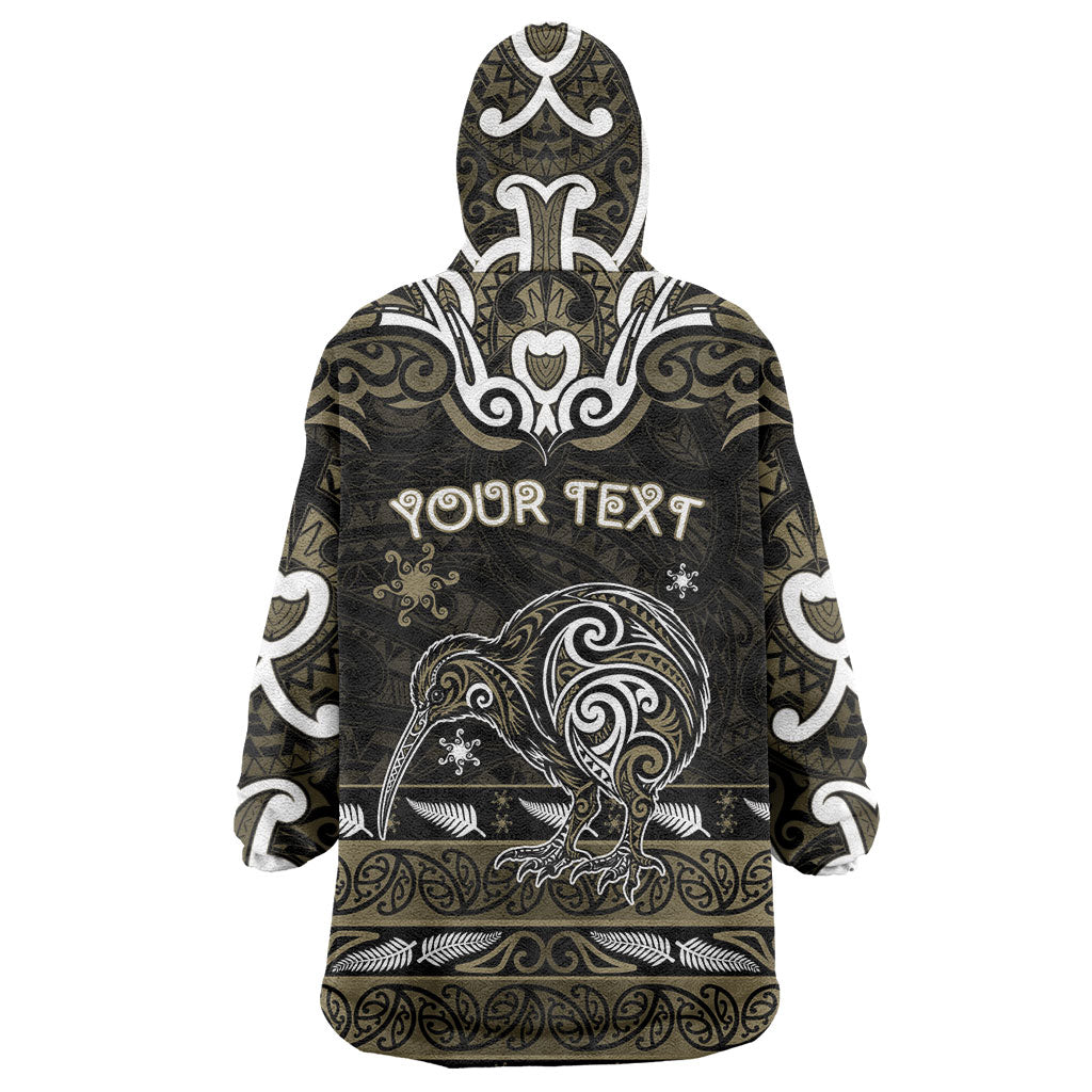 Personalised Waikato Tainui Aotearoa Meri Kirihimete Wearable Blanket Hoodie Maori Kiwi Bird Silver Fern Koru Pattern
