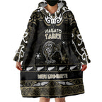Personalised Waikato Tainui Aotearoa Meri Kirihimete Wearable Blanket Hoodie Maori Kiwi Bird Silver Fern Koru Pattern