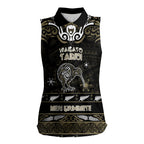 Personalised Waikato Tainui Aotearoa Meri Kirihimete Women Sleeveless Polo Shirt Maori Kiwi Bird Silver Fern Koru Pattern