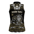 Personalised Waikato Tainui Aotearoa Meri Kirihimete Women Sleeveless Polo Shirt Maori Kiwi Bird Silver Fern Koru Pattern