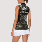 Personalised Waikato Tainui Aotearoa Meri Kirihimete Women Sleeveless Polo Shirt Maori Kiwi Bird Silver Fern Koru Pattern