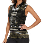 Personalised Waikato Tainui Aotearoa Meri Kirihimete Women Sleeveless Polo Shirt Maori Kiwi Bird Silver Fern Koru Pattern