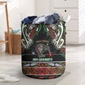 Ngai Tuhoe Aotearoa Meri Kirihimete Laundry Basket Maori Kiwi Bird Silver Fern Koru Pattern