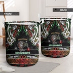 Ngai Tuhoe Aotearoa Meri Kirihimete Laundry Basket Maori Kiwi Bird Silver Fern Koru Pattern