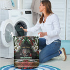 Ngai Tuhoe Aotearoa Meri Kirihimete Laundry Basket Maori Kiwi Bird Silver Fern Koru Pattern