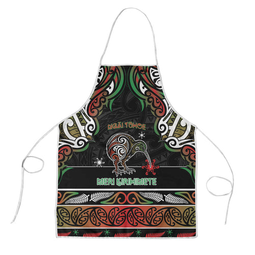 Ngai Tuhoe Aotearoa Meri Kirihimete Apron Maori Kiwi Bird Silver Fern Koru Pattern