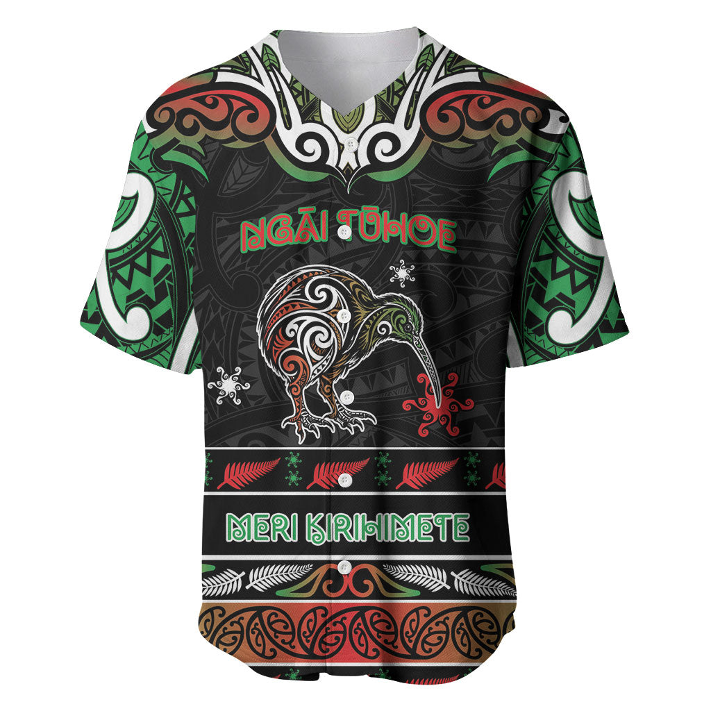 Personalised Ngai Tuhoe Aotearoa Meri Kirihimete Baseball Jersey Maori Kiwi Bird Silver Fern Koru Pattern