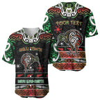 Personalised Ngai Tuhoe Aotearoa Meri Kirihimete Baseball Jersey Maori Kiwi Bird Silver Fern Koru Pattern