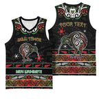 Personalised Ngai Tuhoe Aotearoa Meri Kirihimete Basketball Jersey Maori Kiwi Bird Silver Fern Koru Pattern