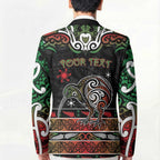 Personalised Ngai Tuhoe Aotearoa Meri Kirihimete Blazer Maori Kiwi Bird Silver Fern Koru Pattern