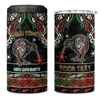 Personalised Ngai Tuhoe Aotearoa Meri Kirihimete 4 in 1 Can Cooler Tumbler Maori Kiwi Bird Silver Fern Koru Pattern