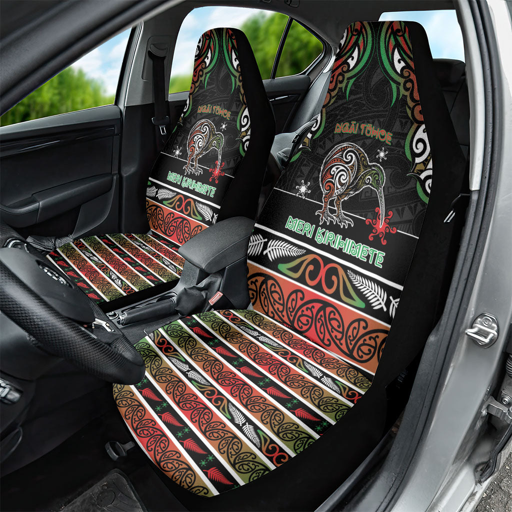 Ngai Tuhoe Aotearoa Meri Kirihimete Car Seat Cover Maori Kiwi Bird Silver Fern Koru Pattern