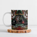 Personalised Ngai Tuhoe Aotearoa Meri Kirihimete Ceramic Mug Maori Kiwi Bird Silver Fern Koru Pattern