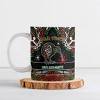 Personalised Ngai Tuhoe Aotearoa Meri Kirihimete Ceramic Mug Maori Kiwi Bird Silver Fern Koru Pattern