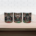 Personalised Ngai Tuhoe Aotearoa Meri Kirihimete Ceramic Mug Maori Kiwi Bird Silver Fern Koru Pattern