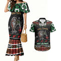 Personalised Ngai Tuhoe Aotearoa Meri Kirihimete Couples Matching Mermaid Dress and Hawaiian Shirt Maori Kiwi Bird Silver Fern Koru Pattern
