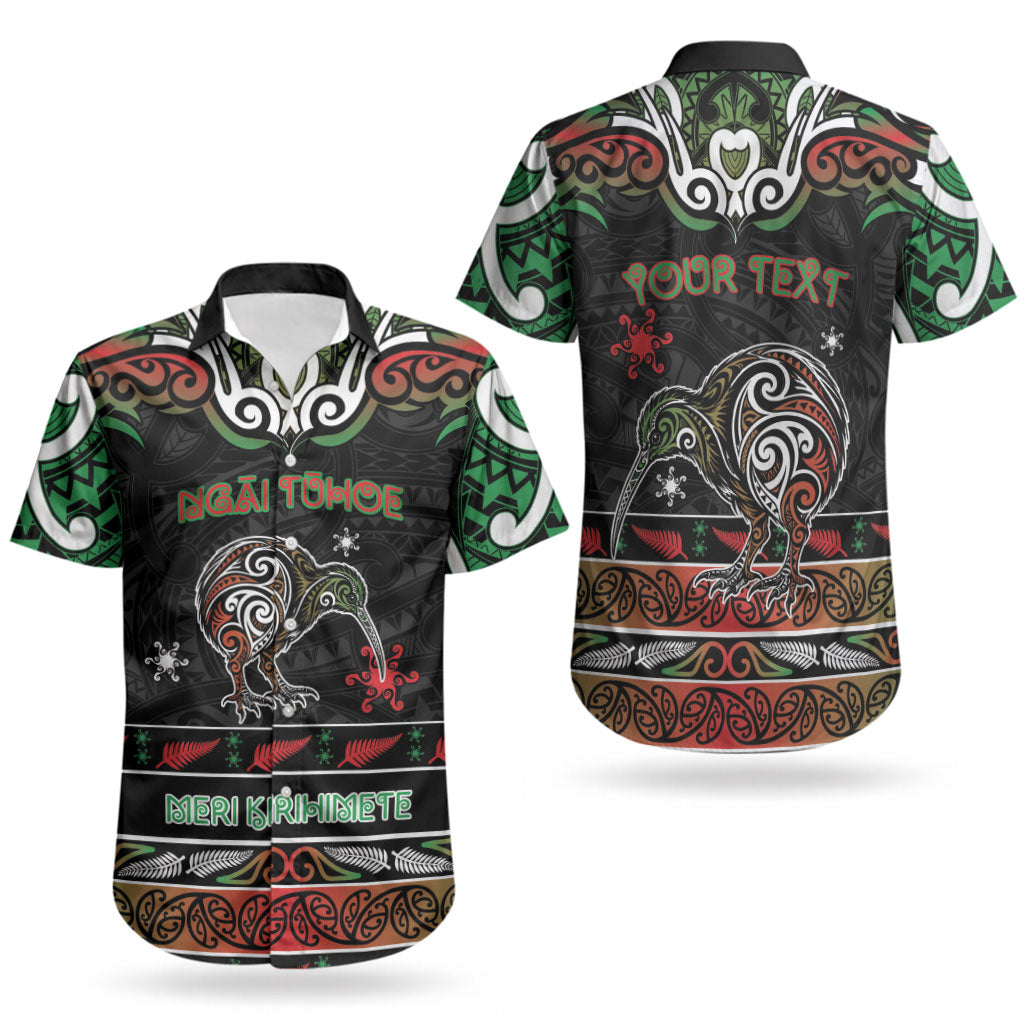 Personalised Ngai Tuhoe Aotearoa Meri Kirihimete Couples Matching Mermaid Dress and Hawaiian Shirt Maori Kiwi Bird Silver Fern Koru Pattern