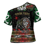 Personalised Ngai Tuhoe Aotearoa Meri Kirihimete Cross Shoulder Shirt Maori Kiwi Bird Silver Fern Koru Pattern