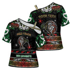 Personalised Ngai Tuhoe Aotearoa Meri Kirihimete Cross Shoulder Shirt Maori Kiwi Bird Silver Fern Koru Pattern