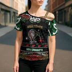 Personalised Ngai Tuhoe Aotearoa Meri Kirihimete Cross Shoulder Shirt Maori Kiwi Bird Silver Fern Koru Pattern