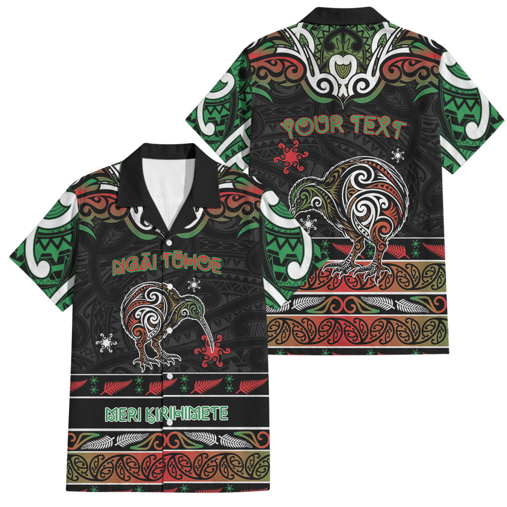 Personalised Ngai Tuhoe Aotearoa Meri Kirihimete Family Matching Mermaid Dress and Hawaiian Shirt Maori Kiwi Bird Silver Fern Koru Pattern