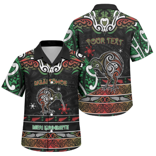 Personalised Ngai Tuhoe Aotearoa Meri Kirihimete Family Matching Mermaid Dress and Hawaiian Shirt Maori Kiwi Bird Silver Fern Koru Pattern