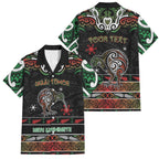 Personalised Ngai Tuhoe Aotearoa Meri Kirihimete Family Matching Puletasi and Hawaiian Shirt Maori Kiwi Bird Silver Fern Koru Pattern