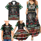Personalised Ngai Tuhoe Aotearoa Meri Kirihimete Family Matching Summer Maxi Dress and Hawaiian Shirt Maori Kiwi Bird Silver Fern Koru Pattern