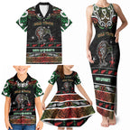 Personalised Ngai Tuhoe Aotearoa Meri Kirihimete Family Matching Tank Maxi Dress and Hawaiian Shirt Maori Kiwi Bird Silver Fern Koru Pattern
