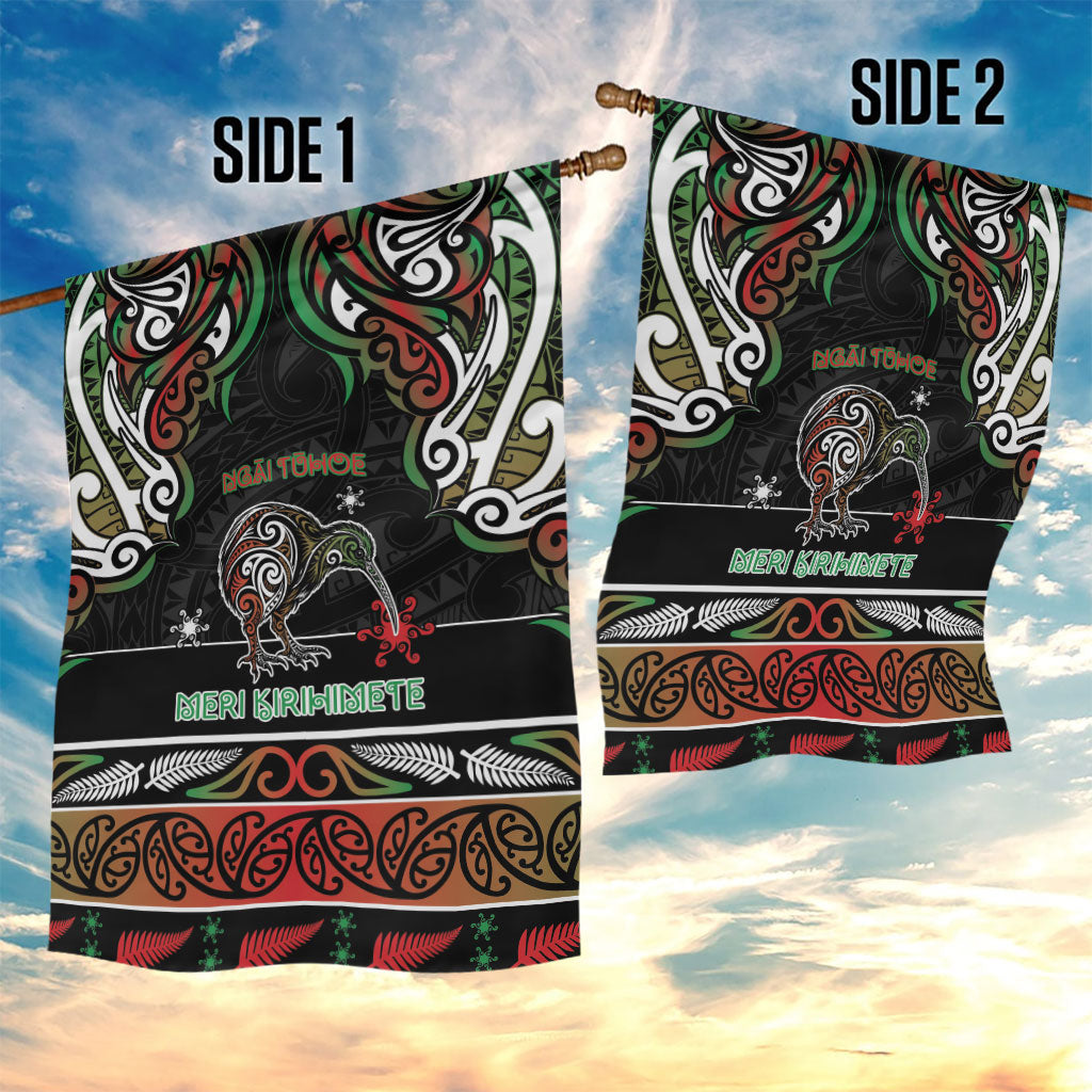 Ngai Tuhoe Aotearoa Meri Kirihimete Garden Flag Maori Kiwi Bird Silver Fern Koru Pattern
