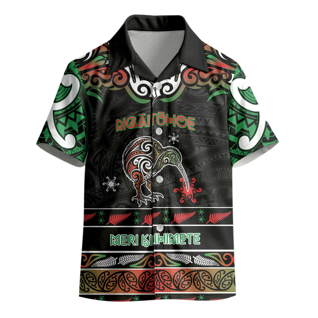 Personalised Ngai Tuhoe Aotearoa Meri Kirihimete Kid Hawaiian Shirt Maori Kiwi Bird Silver Fern Koru Pattern