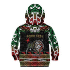 Personalised Ngai Tuhoe Aotearoa Meri Kirihimete Kid Hoodie Maori Kiwi Bird Silver Fern Koru Pattern
