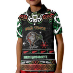 Personalised Ngai Tuhoe Aotearoa Meri Kirihimete Kid Polo Shirt Maori Kiwi Bird Silver Fern Koru Pattern