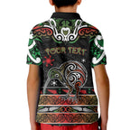 Personalised Ngai Tuhoe Aotearoa Meri Kirihimete Kid Polo Shirt Maori Kiwi Bird Silver Fern Koru Pattern