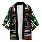 Personalised Ngai Tuhoe Aotearoa Meri Kirihimete Kimono Maori Kiwi Bird Silver Fern Koru Pattern