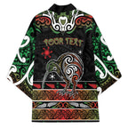 Personalised Ngai Tuhoe Aotearoa Meri Kirihimete Kimono Maori Kiwi Bird Silver Fern Koru Pattern